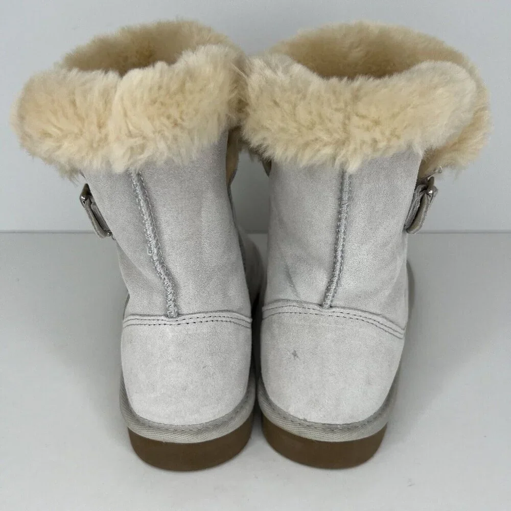 Style & Co. Cold Weather Boots Womens Size 8 Lt Gray Faux Suede Faux Fur Lined
